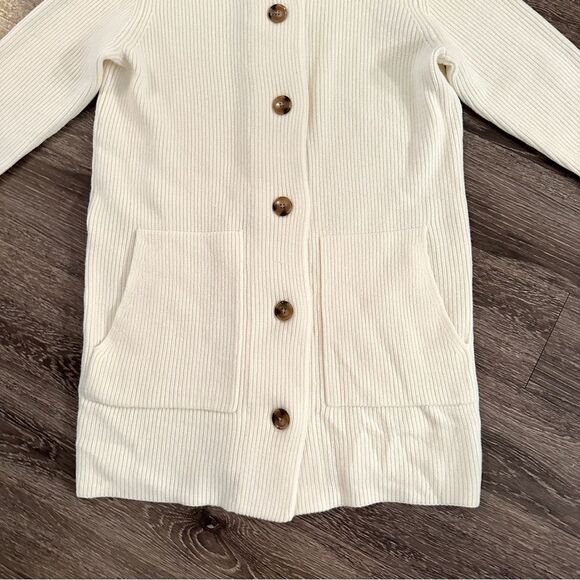 Ann Taylor Cream Long Length Hooded Sweater New - Picture 2 of 10